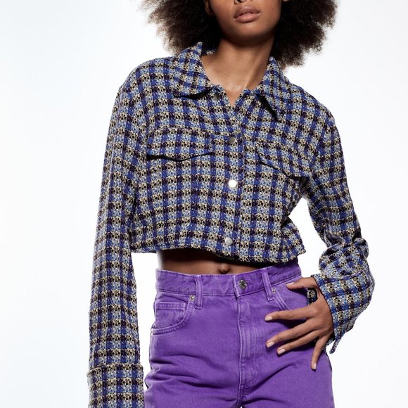 Zara Textured Cropped Jacket S - Picture 3 of 10